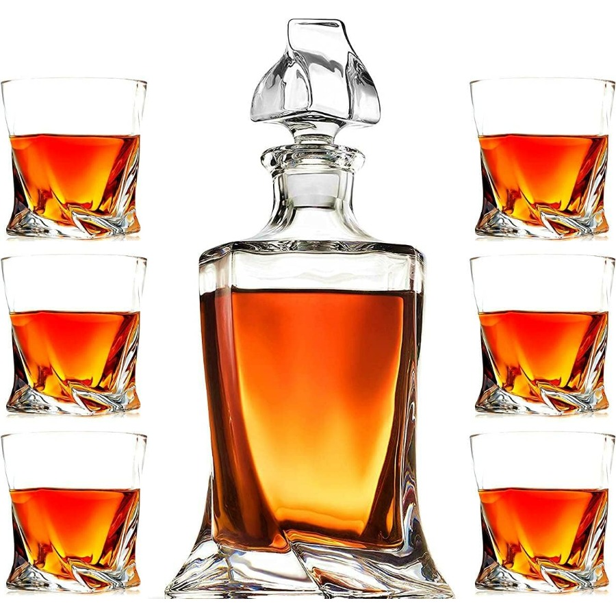 Glass Decanter Whiskey - LeadFree Crystal Glass Whiskey Decanter Set