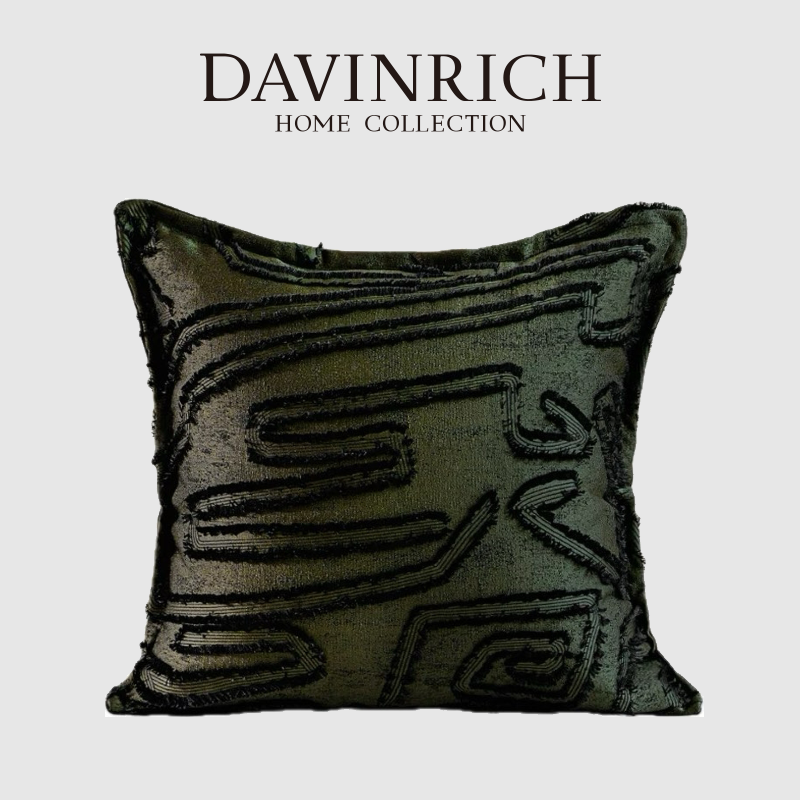 Luxury Lifestyle Homes - DAVINRICH Appliqued Maze Modern Throw Pillow