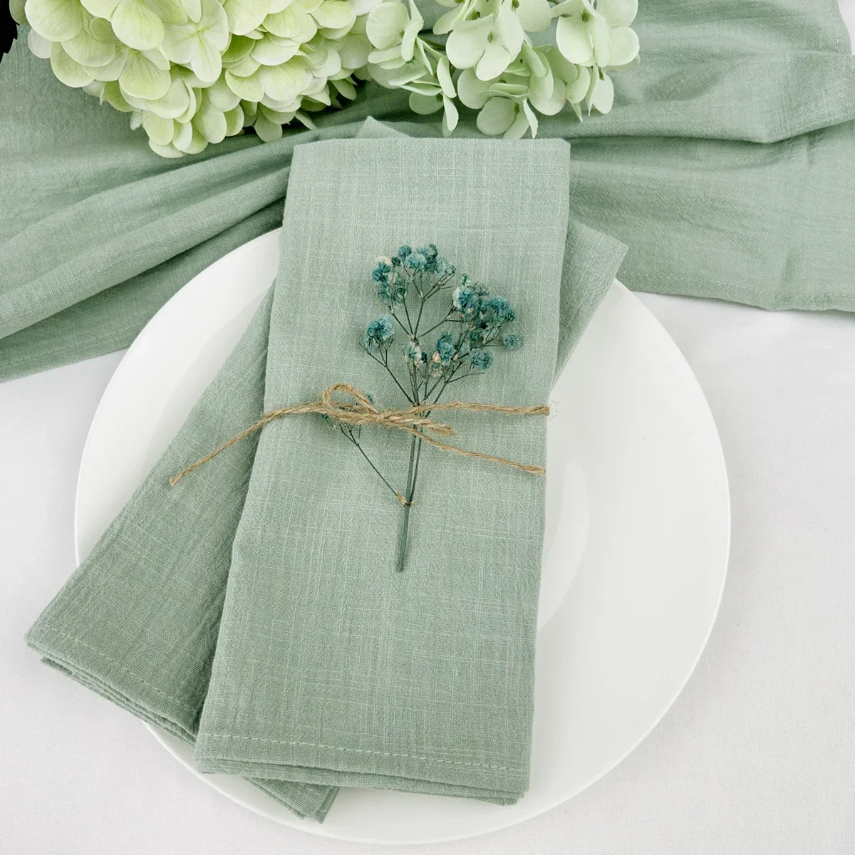 50pcs 30x45cm 100% Cotton Sage - Linen Napkin Set 评论和价格