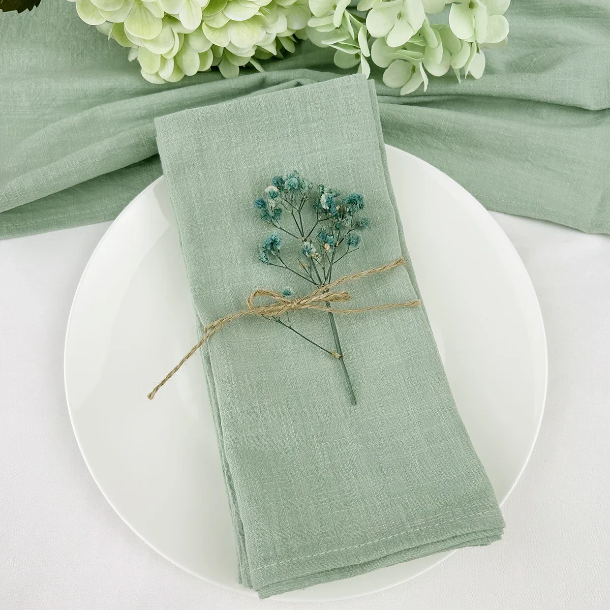 50pcs 30x45cm 100% Cotton Sage - Linen Napkin Set 评论和价格