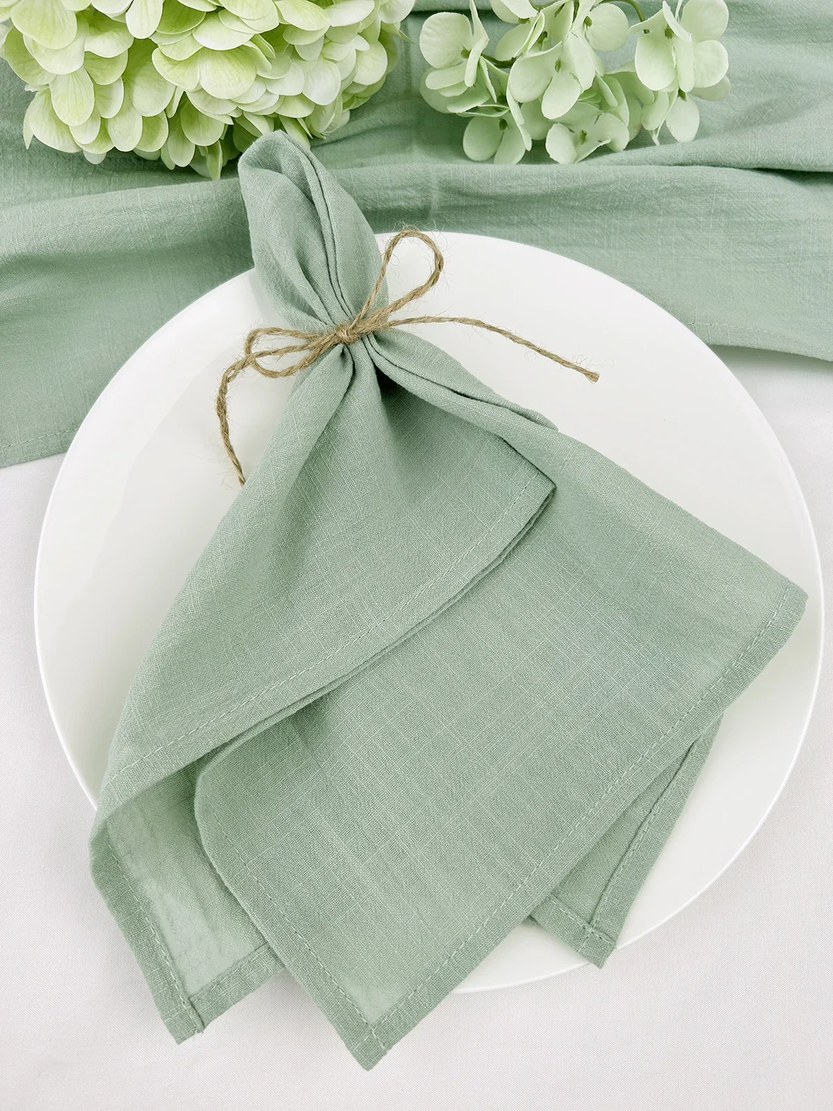 50pcs 30x45cm 100% Cotton Sage - Linen Napkin Set 评论和价格