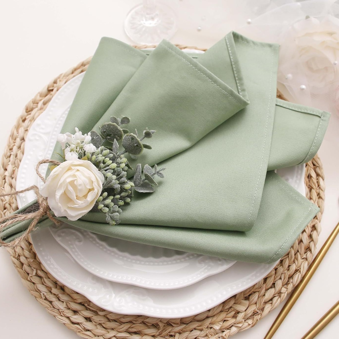 6pcs Wedding Napkins 43x43cm S - Linen Napkin Set 评论和价格