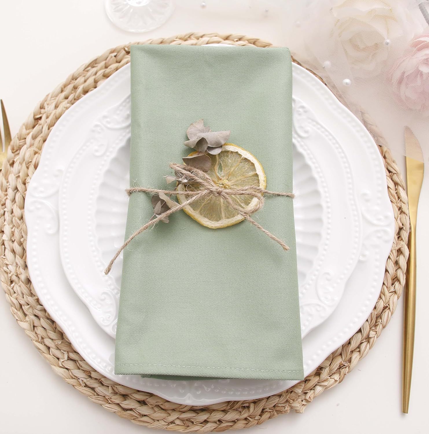 6pcs Wedding Napkins 43x43cm S - Linen Napkin Set 评论和价格