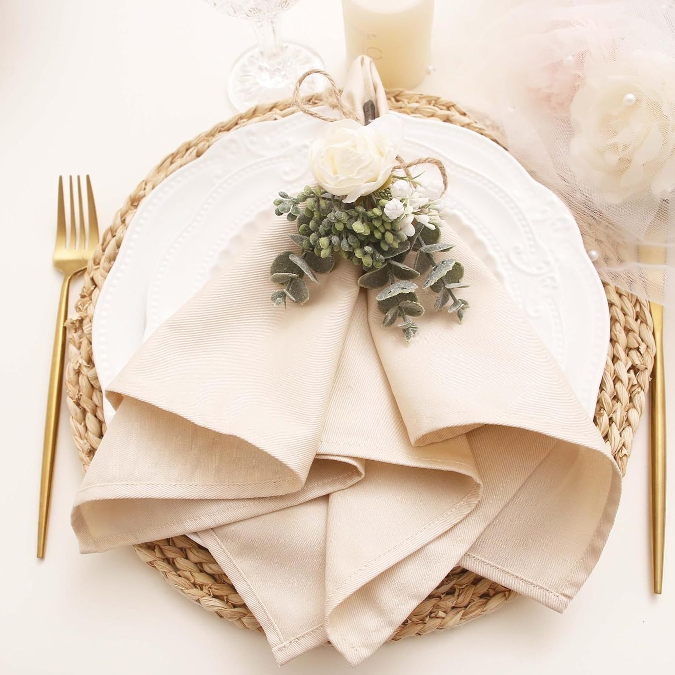 6pcs Wedding Napkins 43x43cm S - Linen Napkin Set 评论和价格