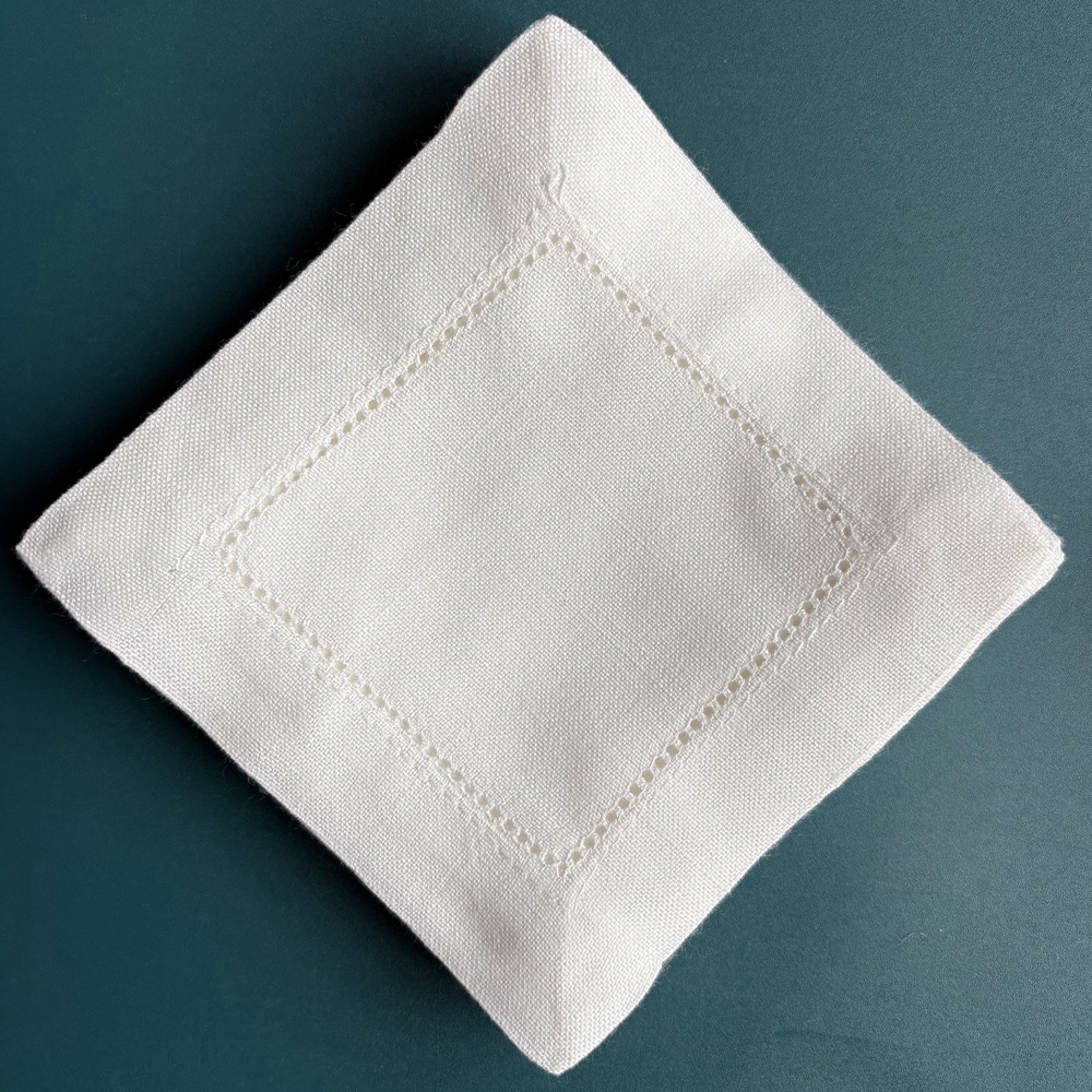 6 Pieces Hemstitch Cocktail Na - Linen Napkin Set 评论和价格