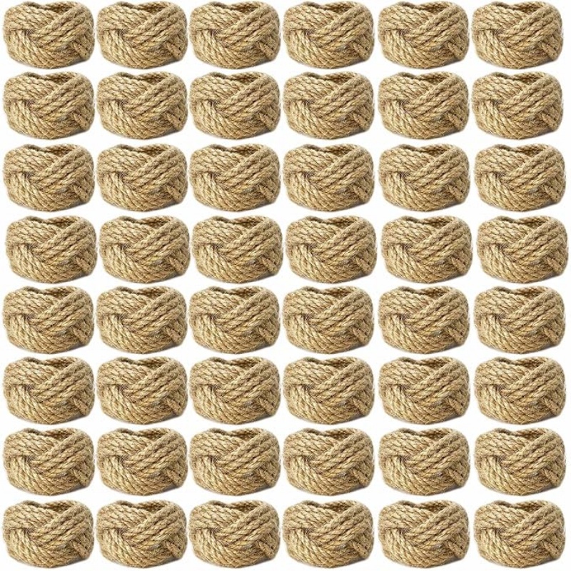 48Pcs Linen Braided Napkin Rin - Linen Napkin Set 评论和价格