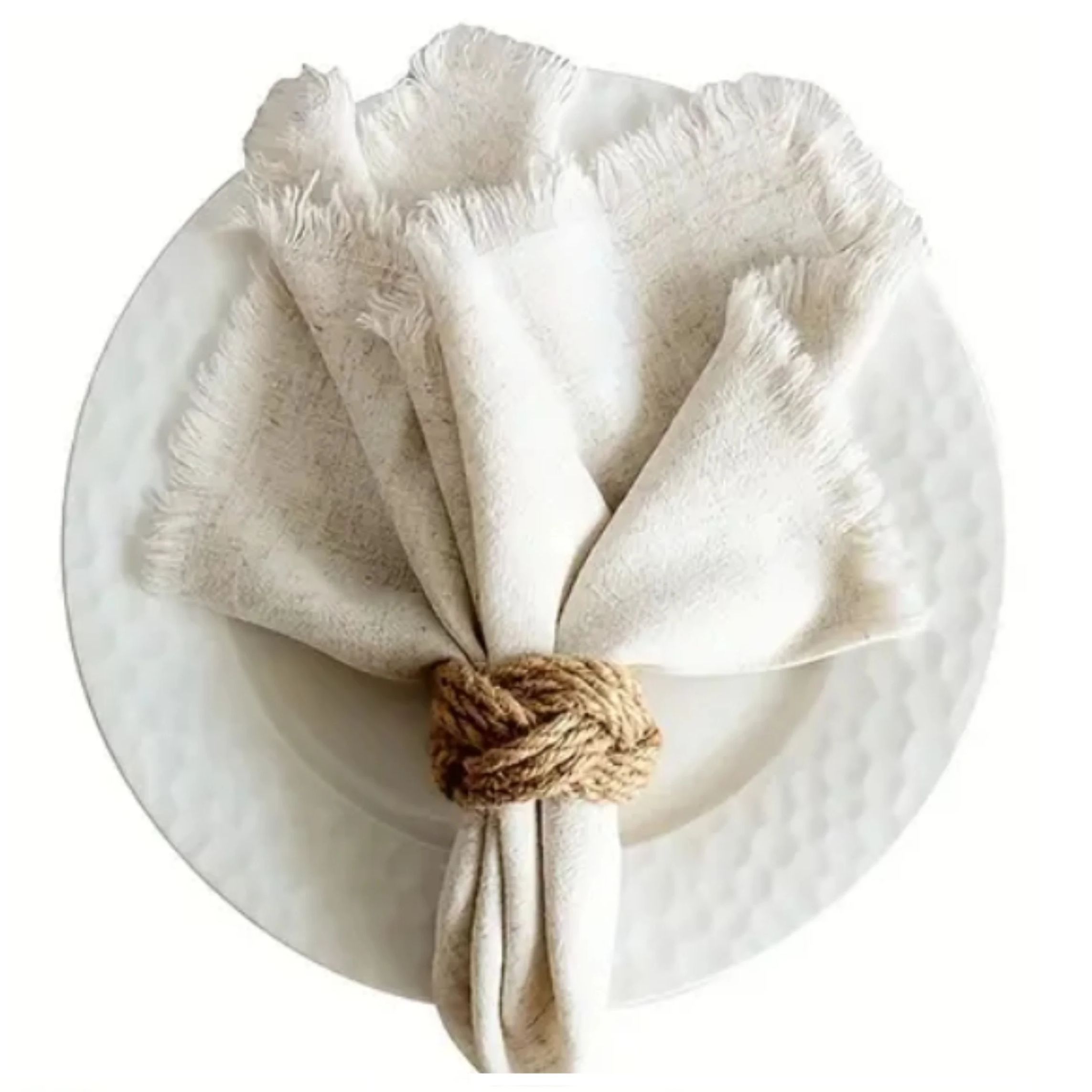 48Pcs Linen Braided Napkin Rin - Linen Napkin Set 评论和价格