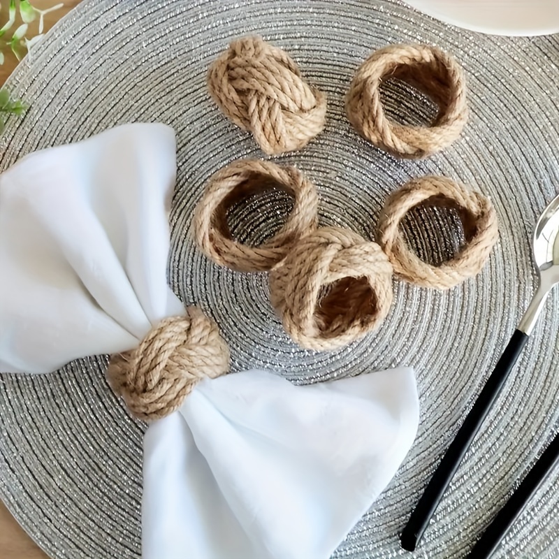 48Pcs Linen Braided Napkin Rin - Linen Napkin Set 评论和价格