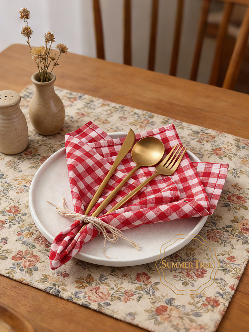 Gingham Cotton Napkin 42x42cm  - Linen Napkin Set 评论和价格