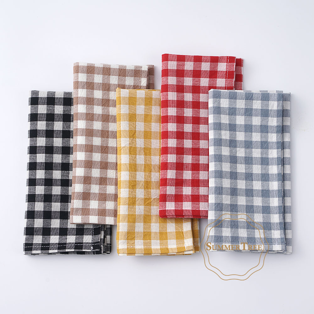 Gingham Cotton Napkin 42x42cm  - Linen Napkin Set 评论和价格