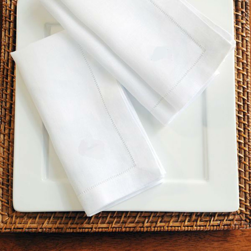 6 Pieces White Hemstitch Napki - Linen Napkin Set 评论和价格