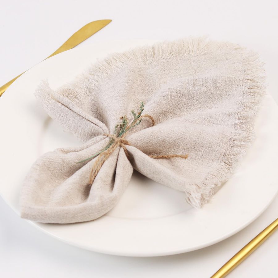 Cloth Napkins with Fringe,18 x - Linen Napkin Set 评论和价格