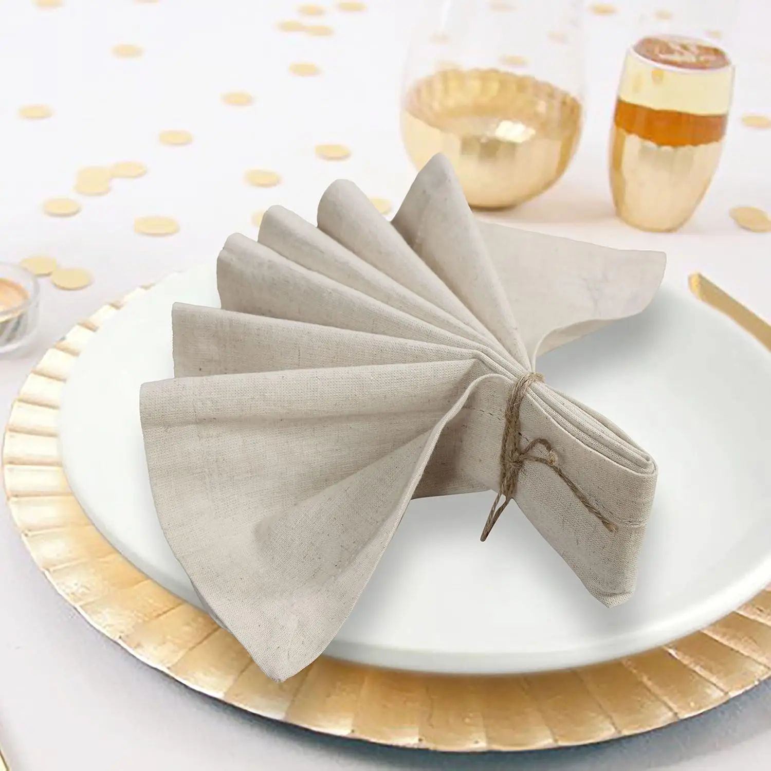 6 Pieces 100% Linen Dinner Nap - Linen Napkin Set 评论和价格