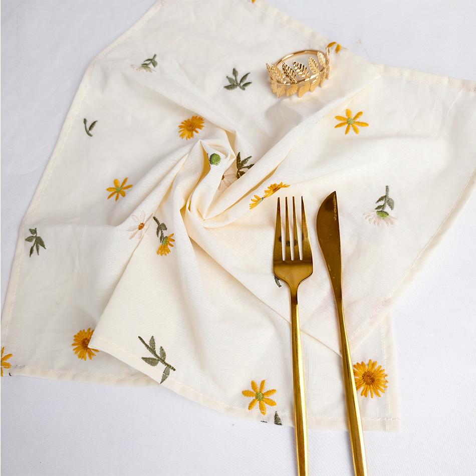 6PCS Cotton Embroidery Table N - Linen Napkin Set 评论和价格