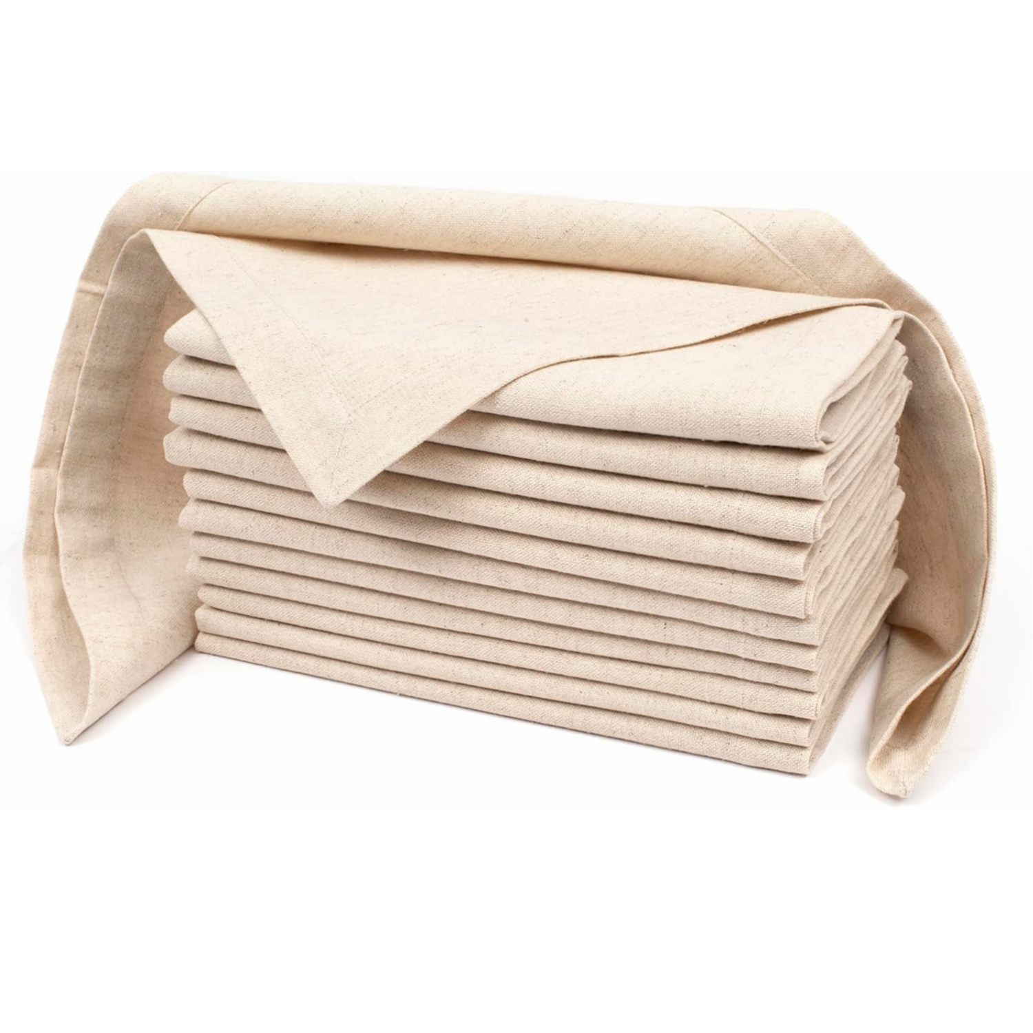 Set of 12 Linen Flax Cotton Cl - Linen Napkin Set 评论和价格