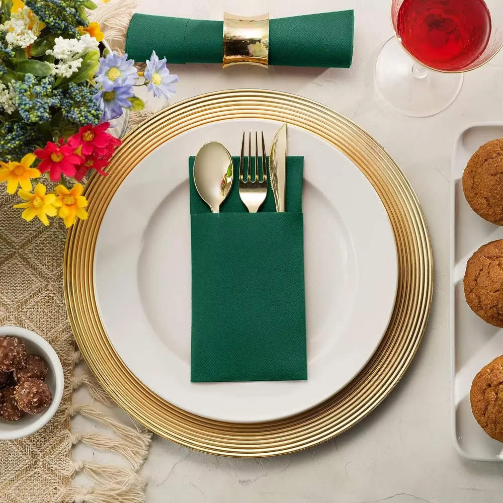 50 PCS Disposable Linen-Feel D - Linen Napkin Set 评论和价格