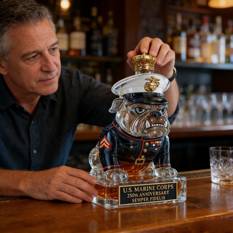 U.S. Marine Corps Bulldog Whis - Glass Decanter Whiskey 评论和价格