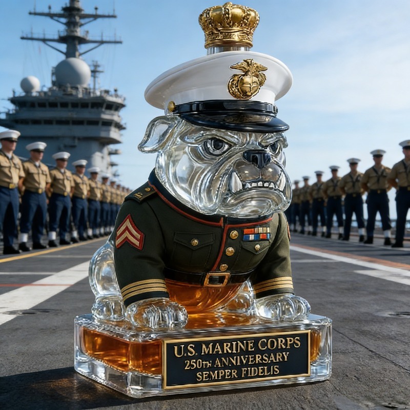 U.S. Marine Corps Bulldog Whis - Glass Decanter Whiskey 评论和价格
