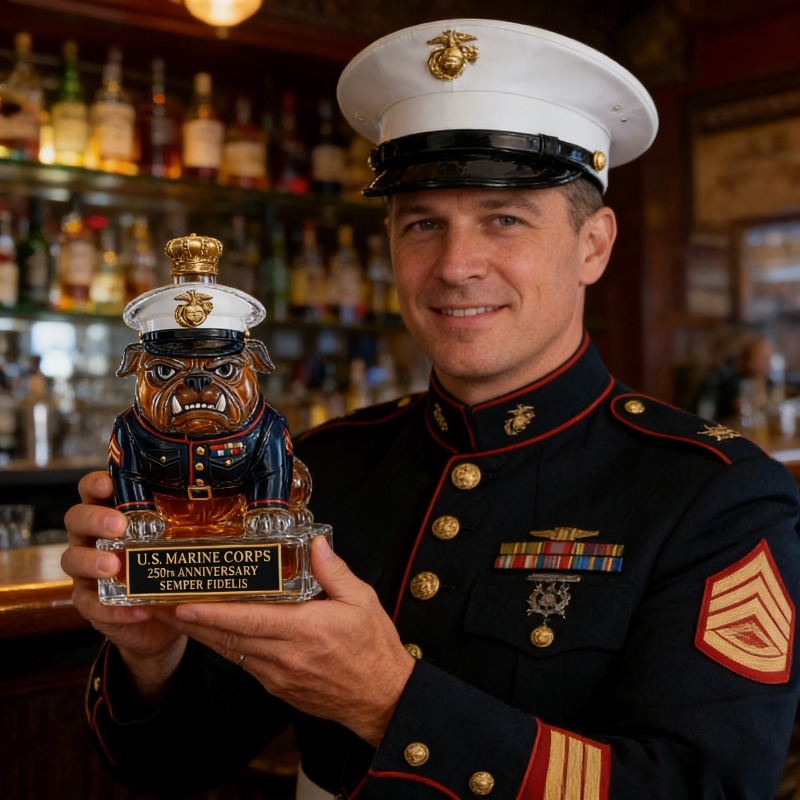 U.S. Marine Corps Bulldog Whis - Glass Decanter Whiskey 评论和价格