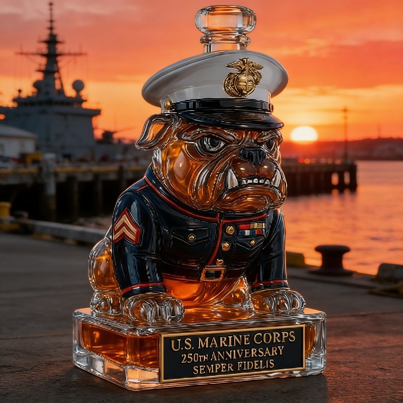 U.S. Marine Corps Bulldog Whis - Glass Decanter Whiskey 评论和价格